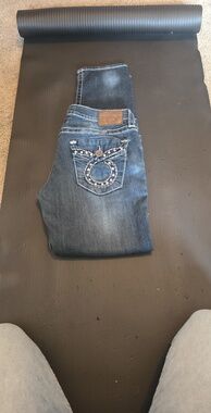 Big Star Dark Blue Straight Leg Jeans with Embellished Back Pocket